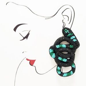 India seed bead snake earring